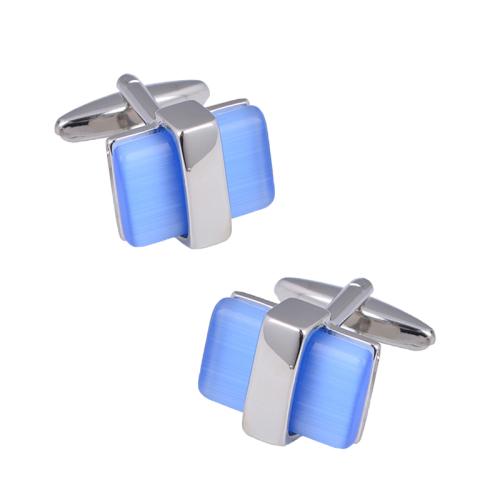 Cufflinks Brass with Cats Eye polished Unisex blue Sold By Pair