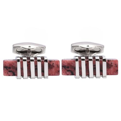 Cufflinks Brass with Rhodonite polished for man original color Sold By Pair