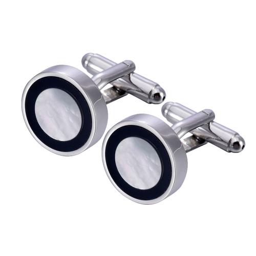 Cufflinks Brass with Pearl Shell polished for man original color 16mm Sold By Pair