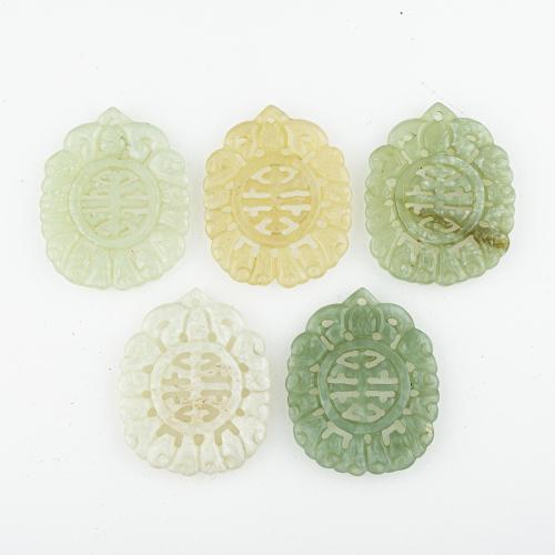 Natural Jade Pendants, Jade New Mountain, random style & DIY & mixed & hollow, 58x46x5mm, Hole:Approx 2mm, 5PCs/Lot, Sold By Lot