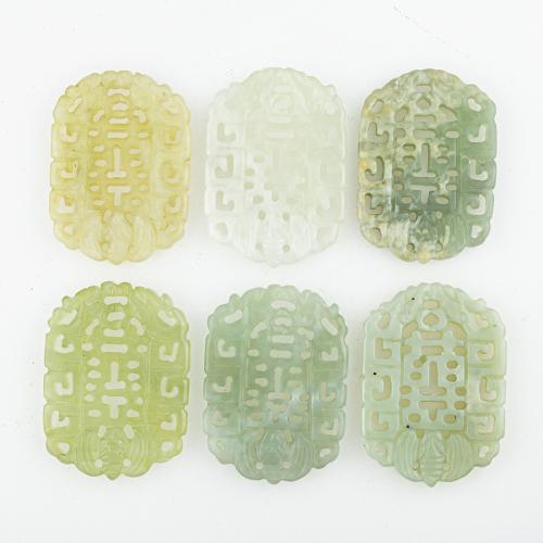 Pendentifs en jade, jade de nouvelle montagne, envoyé au hasard & DIY & mélangé & creux, 59x41x6mm, 5PC/lot, Vendu par lot