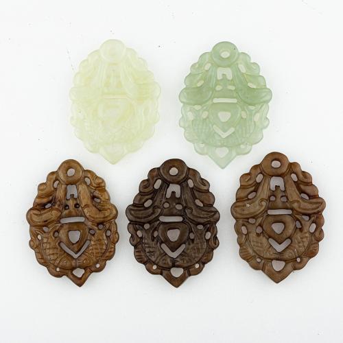 Natural Jade Pendants, Jade New Mountain, random style & DIY & mixed & hollow, 59x43x6mm, Hole:Approx 3mm, 5PCs/Lot, Sold By Lot