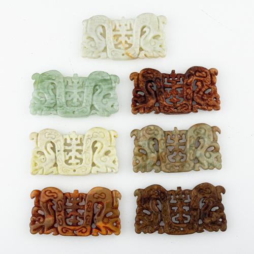 Natural Jade Pendants, Jade New Mountain, random style & DIY & mixed & hollow, 64x33x6mm, Hole:Approx 1mm, 5PCs/Lot, Sold By Lot