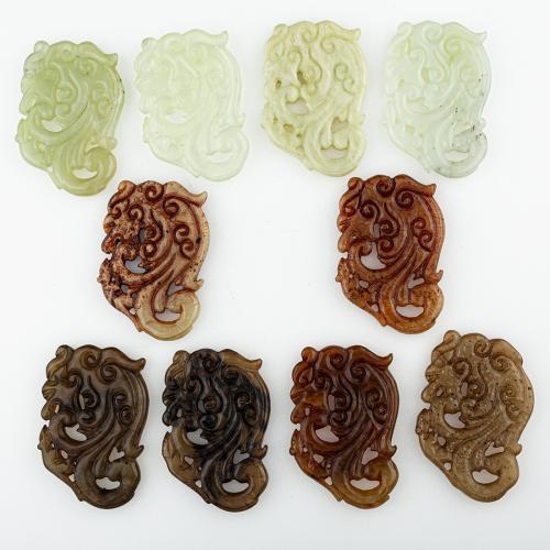 Natural Jade Pendants, Jade New Mountain, random style & DIY & mixed & hollow, 64x43x7mm, 5PCs/Lot, Sold By Lot
