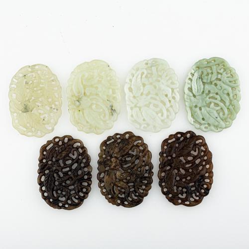 Natural Jade Pendants, Jade New Mountain, random style & DIY & mixed & hollow, 60x45x5mm, 5PCs/Lot, Sold By Lot