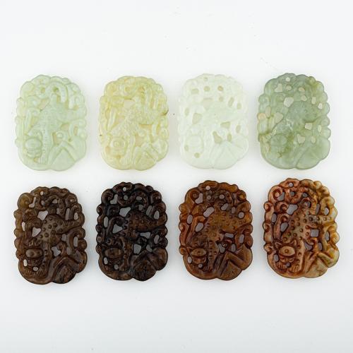 Natural Jade Pendants, Jade New Mountain, random style & DIY & mixed & hollow, 60x46x6mm, Hole:Approx 2mm, 5PCs/Lot, Sold By Lot