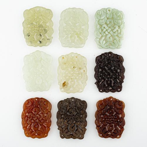 Natural Jade Pendants, Jade New Mountain, random style & DIY & mixed & hollow, 49x36x5mm, Hole:Approx 1mm, 5PCs/Lot, Sold By Lot