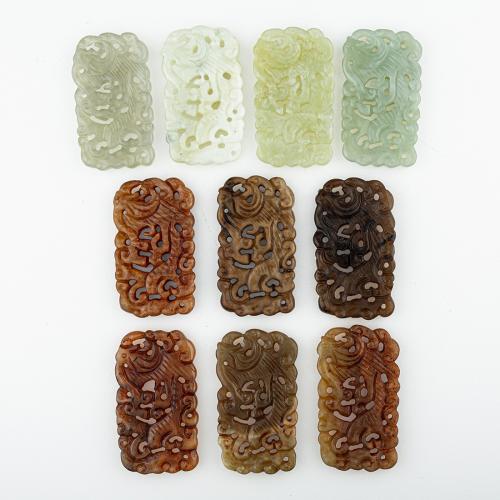 Natural Jade Pendants, Jade New Mountain, random style & DIY & mixed & hollow, 66x38x6mm, 5PCs/Lot, Sold By Lot