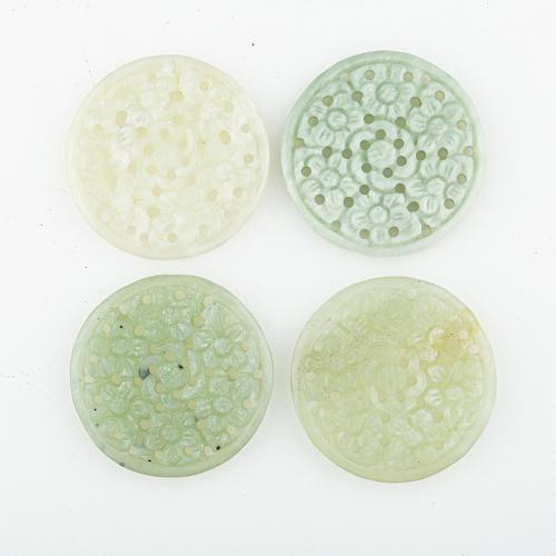 Natural Jade Pendants, Jade New Mountain, random style & DIY & mixed & hollow, 52x52x5mm, Hole:Approx 2mm, 5PCs/Lot, Sold By Lot