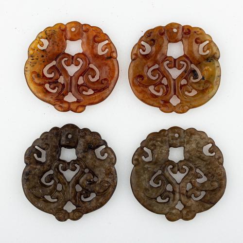 Natural Jade Pendants, Jade New Mountain, random style & DIY & mixed & hollow, 51x51x5mm, Hole:Approx 2mm, 5PCs/Lot, Sold By Lot