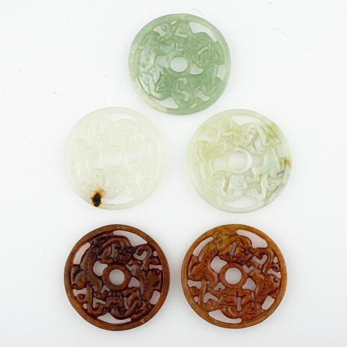 Pendentifs en jade, jade de nouvelle montagne, envoyé au hasard & DIY & mélangé & creux, 57x57x5mm, 5PC/lot, Vendu par lot