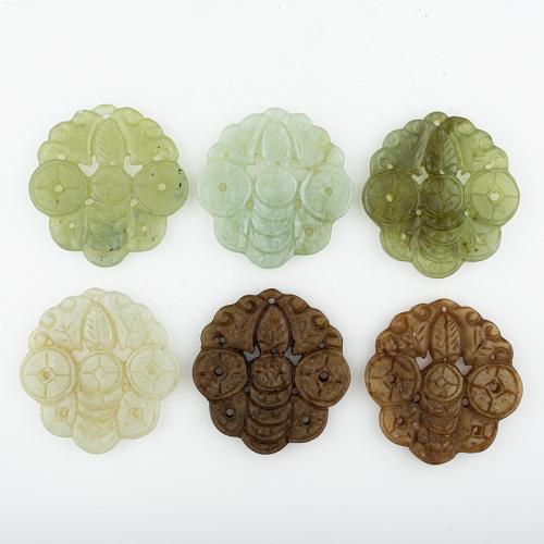 Natural Jade Pendants, Jade New Mountain, random style & DIY & mixed & hollow, 65x61x7mm, Hole:Approx 2mm, 5PCs/Lot, Sold By Lot