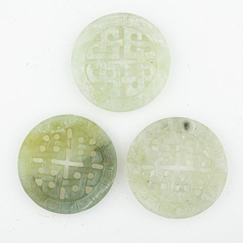Pendentifs en jade, jade de nouvelle montagne, envoyé au hasard & DIY & mélangé & creux, 55x55x6mm, 5PC/lot, Vendu par lot