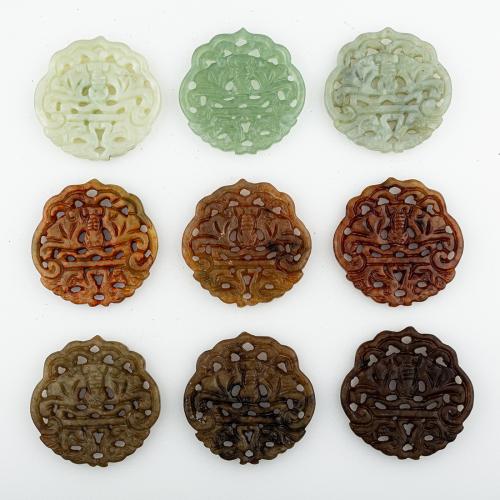 Natural Jade Pendants, Jade New Mountain, random style & DIY & mixed & hollow, 56x56x6mm, 5PCs/Lot, Sold By Lot