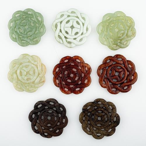 Natural Jade Pendants, Jade New Mountain, random style & DIY & mixed & hollow, 55x55x7mm, 5PCs/Lot, Sold By Lot