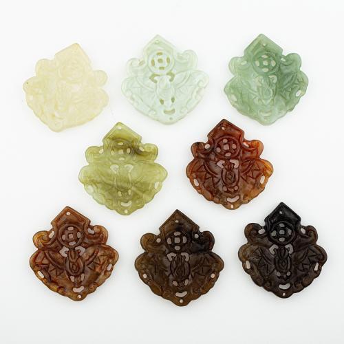Natural Jade Pendants, Jade New Mountain, random style & DIY & mixed & hollow, 60x55x5mm, Hole:Approx 2mm, 5PCs/Lot, Sold By Lot
