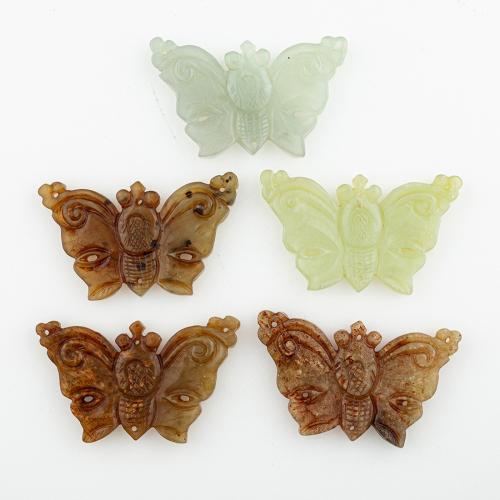 Natural Jade Pendants, Jade New Mountain, random style & DIY & mixed, 70x42x6mm, Hole:Approx 1mm, 5PCs/Lot, Sold By Lot