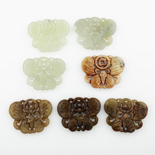 Natural Jade Pendants, Jade New Mountain, random style & DIY & mixed & hollow, 54x44x6mm, 5PCs/Lot, Sold By Lot