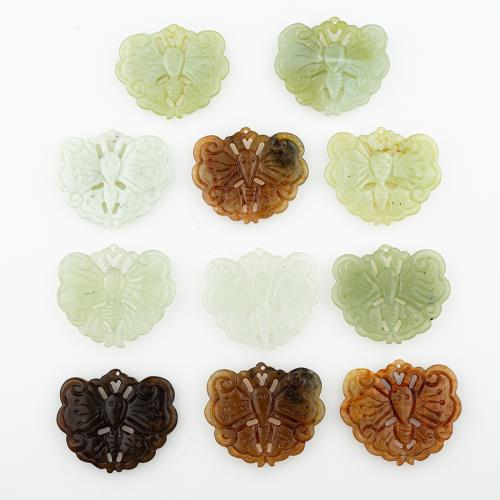 Pendentifs en jade, jade de nouvelle montagne, envoyé au hasard & DIY & mélangé & creux, 54x47x5mm, 5PC/lot, Vendu par lot