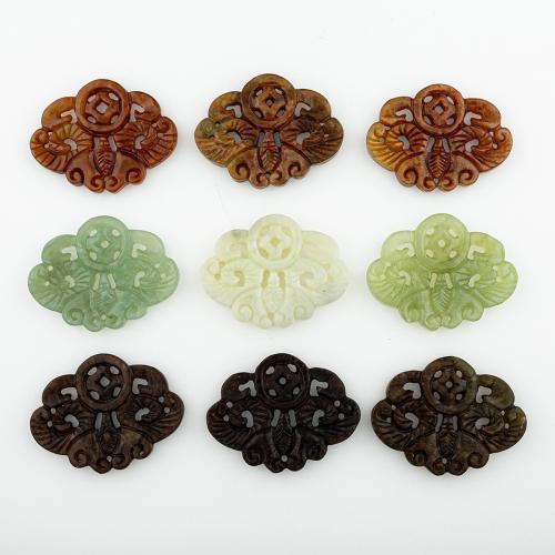 Natural Jade Pendants, Jade New Mountain, random style & DIY & mixed & hollow, 64x49x6mm, 5PCs/Lot, Sold By Lot