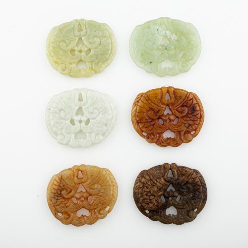 Natural Jade Pendants, Jade New Mountain, random style & DIY & mixed & hollow, 58x48x6mm, 5PCs/Lot, Sold By Lot