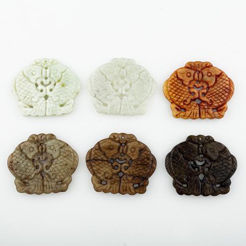 Natural Jade Pendants, Jade New Mountain, random style & DIY & mixed & hollow, 60x52x6mm, Hole:Approx 1mm, 5PCs/Lot, Sold By Lot