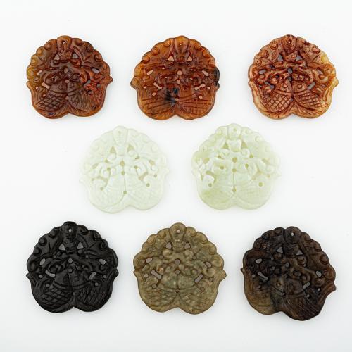 Natural Jade Pendants, Jade New Mountain, random style & DIY & mixed & hollow, 55x54x5mm, Hole:Approx 2mm, 5PCs/Lot, Sold By Lot