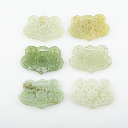 Natural Jade Pendants, Jade New Mountain, random style & DIY & mixed & hollow, 64x44x6mm, 5PCs/Lot, Sold By Lot