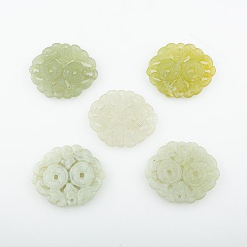 Natural Jade Pendants, Jade New Mountain, random style & DIY & mixed & hollow, 54x45x6mm, Hole:Approx 2mm, 5PCs/Lot, Sold By Lot