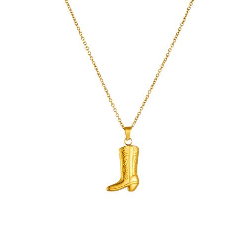 Acier titane collier, avec 2inch chaînes de rallonge, chaussures, Placage de couleur d'or, bijoux de mode & pour femme, Longueur:Environ 15.7 pouce, Vendu par PC