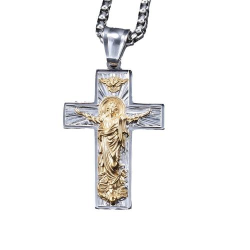 Acier inoxydable 304 collier, Crucifix, Placage, bijoux de mode & unisexe, plus de couleurs à choisir, Longueur:Environ 23.6 pouce, Vendu par PC