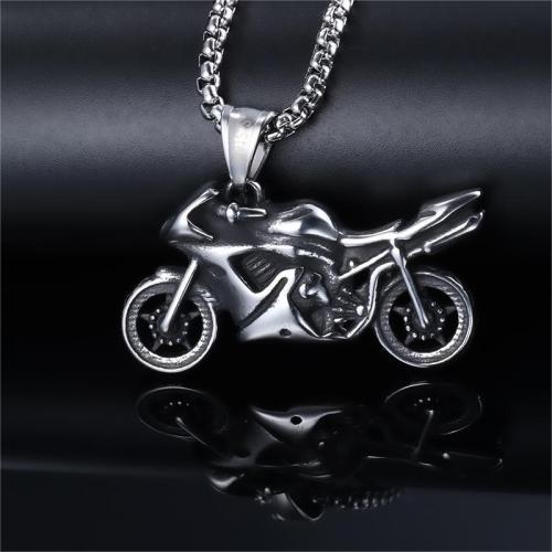 Titanium Steel Necklace, Motorcycle, polished, vintage & Unisex & blacken, original color, Length:Approx 23.6 Inch, Sold By PC