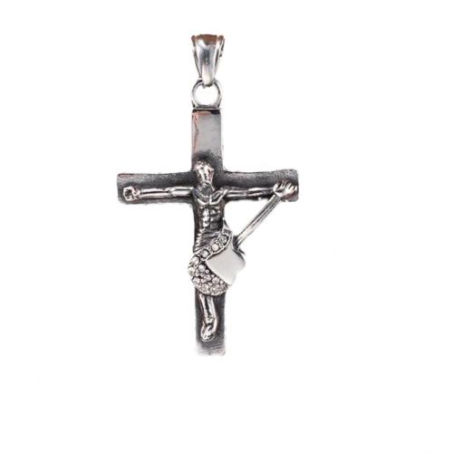 Titanium Steel Pendants, Cross, polished, vintage & Unisex & different styles for choice & with rhinestone & blacken, original color, Sold By PC