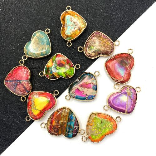 Gemstone Connector Natural Stone with Zinc Alloy Heart DIY Sold By PC