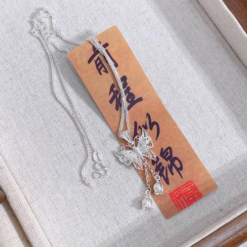 Sterling Silber Halsketten, 925er Sterling Silber, Schmetterling, Modeschmuck & für Frau, Länge:ca. 45 cm, verkauft von PC