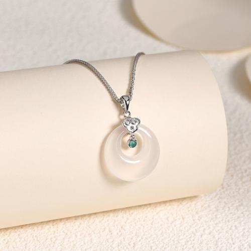 925 Sterling Silver Pendant with White Chalcedony DIY Sold By PC