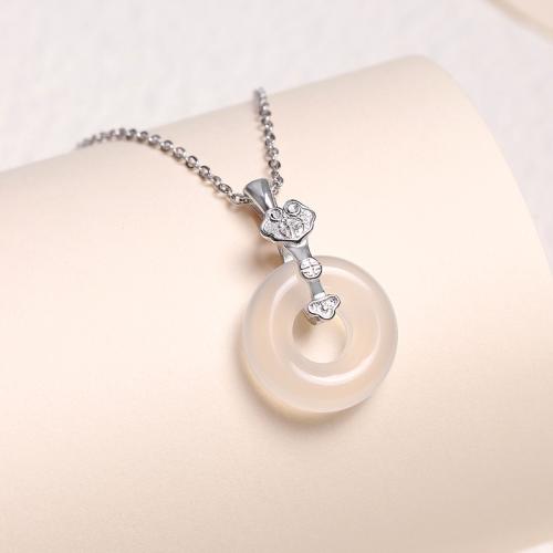 925 Sterling Silver Pendant with White Chalcedony DIY Sold By PC