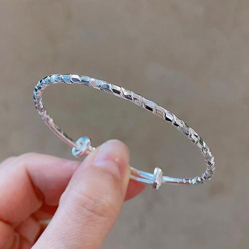 925 Sterling Silver Bangle Bracelet, Adjustable & fashion jewelry & for woman, Inner Diameter:Approx 54mm, Sold By PC