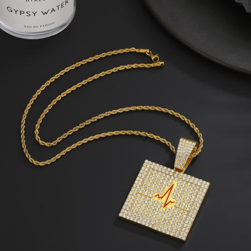 Zinc Alloy Jewelry Necklace fashion jewelry & Unisex & with rhinestone Length Approx 60 cm Sold By PC