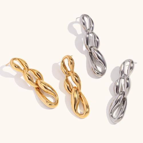 Stainless Steel Drop Earring, 304 Stainless Steel, Vacuum Ion Plating, fashion jewelry & for woman, more colors for choice, 50.90x13.80mm, Sold By Pair