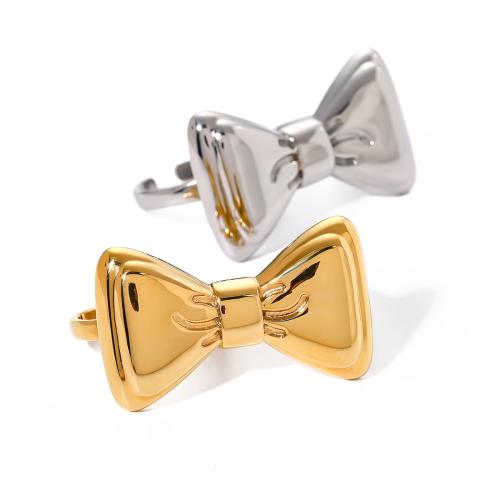 Stainless Steel Finger Ring 304 Stainless Steel Bowknot Vacuum Ion Plating fashion jewelry & for woman Sold By PC