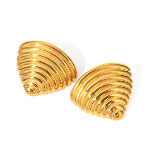 Stainless Steel Stud Earrings, 304 Stainless Steel, 18K gold plated, fashion jewelry & for woman, golden, 26.40x31mm, Sold By Pair