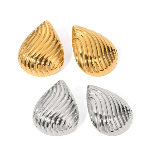 Stainless Steel Stud Earrings, 304 Stainless Steel, Teardrop, Vacuum Ion Plating, fashion jewelry & for woman, more colors for choice, 27.80x21.90mm, Sold By Pair