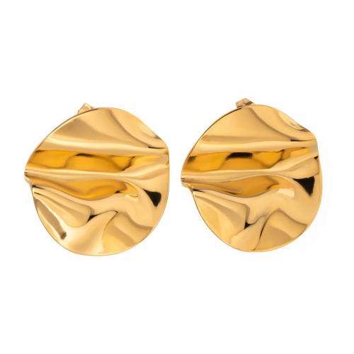 Stainless Steel Stud Earrings, 304 Stainless Steel, 18K gold plated, fashion jewelry & for woman, golden, 26.70x26.60mm, Sold By Pair