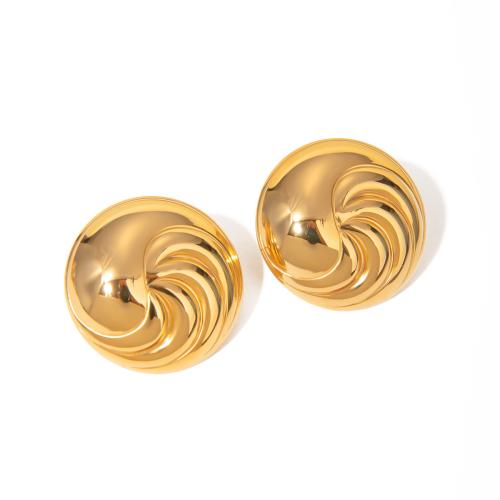 Stainless Steel Stud Earrings, 304 Stainless Steel, 18K gold plated, fashion jewelry & for woman, golden, 29.80mm, Sold By Pair