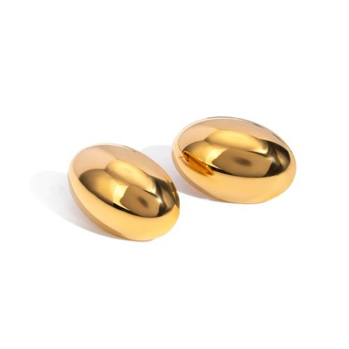 Brincos de garanhão de aço inoxidável, Aço inoxidável 304, 18K banhado a ouro, joias de moda & para mulher, dourado, 17.20x26.10mm, vendido por par