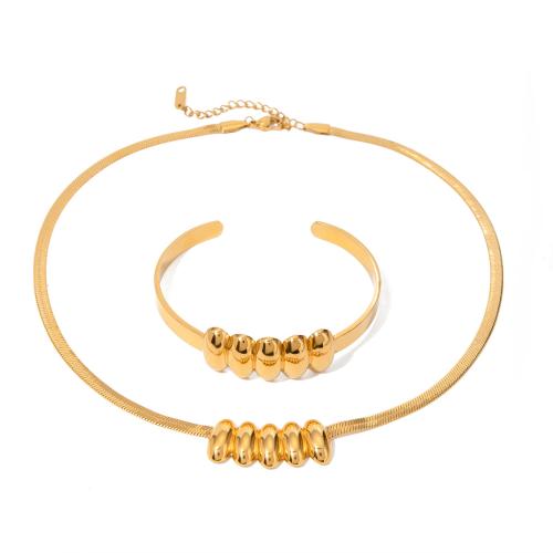 Nerezová ocel šperky Soupravy, 304 Stainless Steel, 18K pozlacené, módní šperky & různé styly pro výběr & pro ženy, zlatý, Prodáno By PC