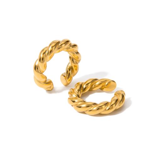 Fashion Earring Cuff and Wraps 304 Stainless Steel 18K gold plated fashion jewelry & for woman golden Sold By Pair