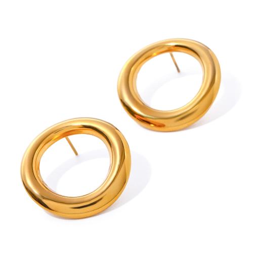 Stainless Steel Stud Earrings, 304 Stainless Steel, 18K gold plated, fashion jewelry & for woman, golden, 26.80mm, Sold By Pair