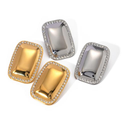 Pendientes de Acero Inoxidable, acero inoxidable 304, Joyería & para mujer & con diamantes de imitación, más colores para la opción, 36.80x25.60mm, Vendido por Par